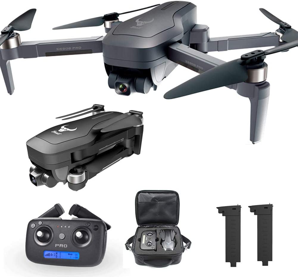 Alvhnt Dobrável Rc. Quadcopter, GPS Drone para adultos, 4k HD. com FPV. Câmera, 2-eixos Gimbal, motor sem escova, distância de controle remoto de 1200m 1 bateria extra e saco de armazenamento Fotograf