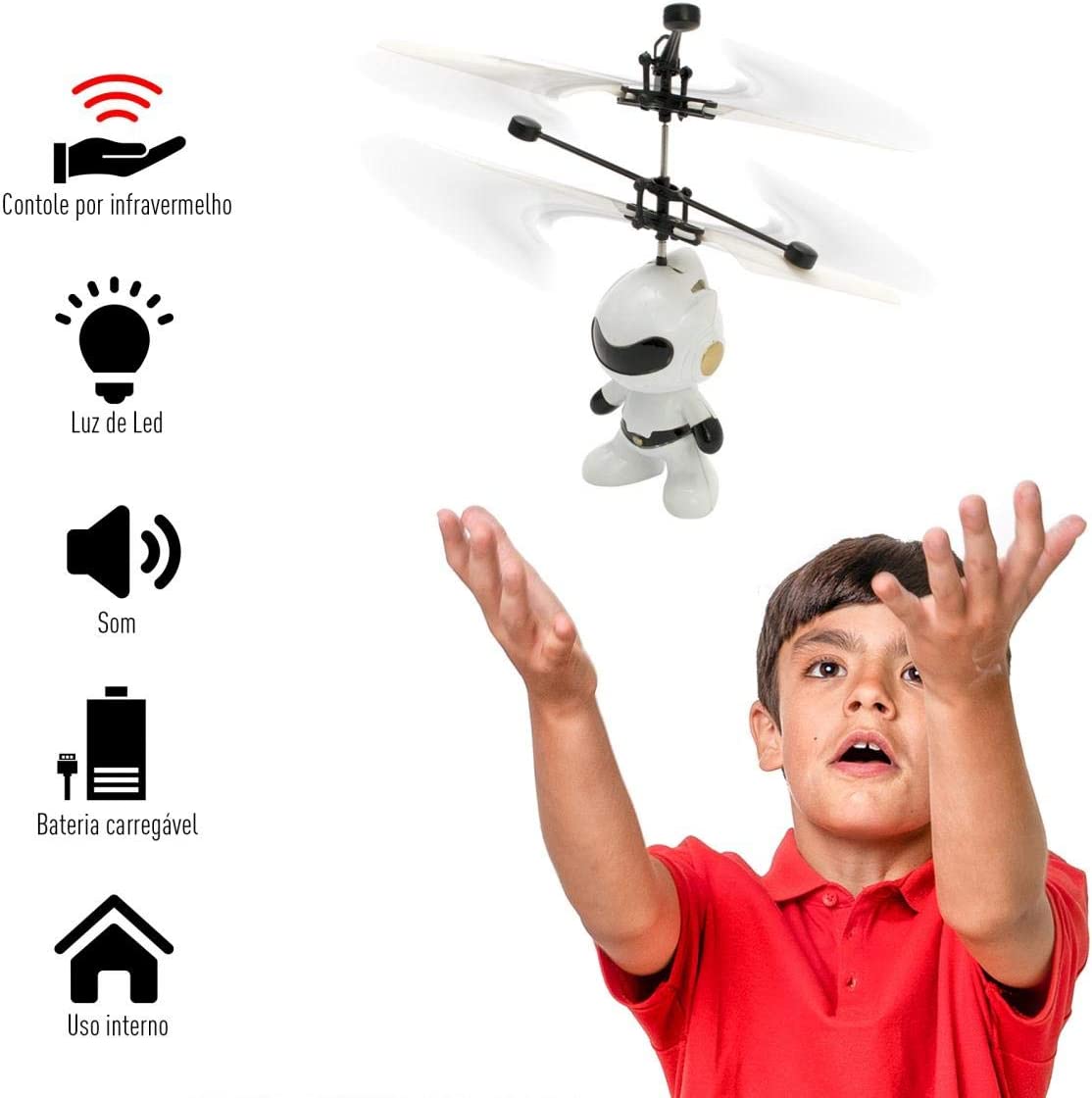 Mini Drone Brinquedo Robo Voador Infravermelho Voa Verdade 1014M