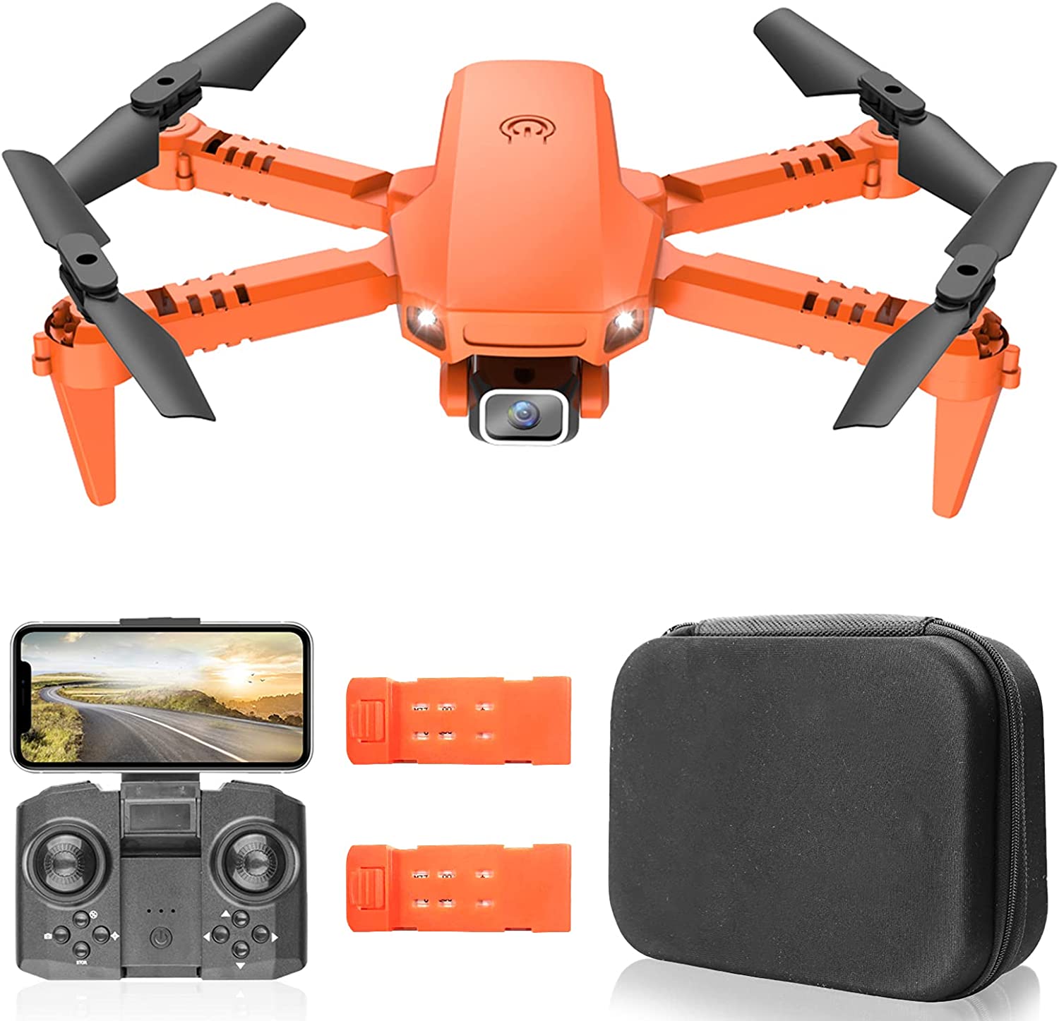 Moochy X1 RC Drone com Câmera 4K WiFi FPV Mini Quadcopter Dobrável com Função Trajetória Voo Modo sem Cabeça Voo 3D com Bolsa de Armazenamento 2 Bateria
