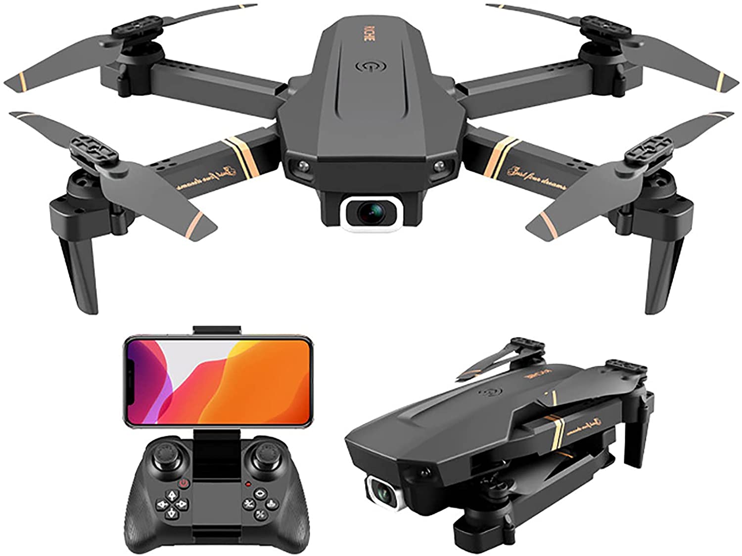 Drone XINKEJI XII dobrável com câmera 4K HD, velocidade de vôo de 3 níveis, transmissão ao vivo FPV, tempo de vôo longo, 3D Flip,WiFi 120 ° grande angular, modo sem cabeça para iniciantes